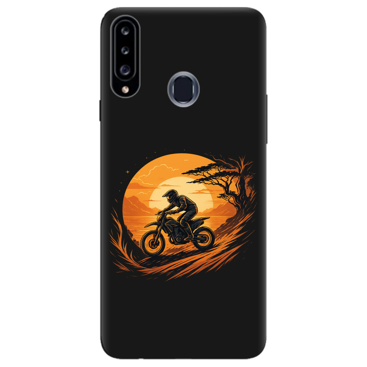 Чохол для Samsung Galaxy A20s чорний матовий soft touch БайкШлях - фото 1 Чохол для Samsung Galaxy A20s чорний матовий soft touch БайкШлях - фото 1 - Чохли для телефонів