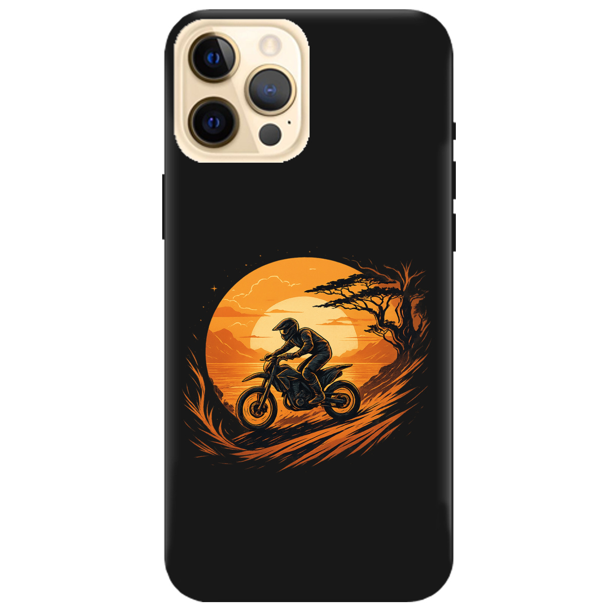 Чехол для Apple iPhone 12 Pro черный матовый soft touch БайкПуть - фото 1 - Чехлы для телефонов