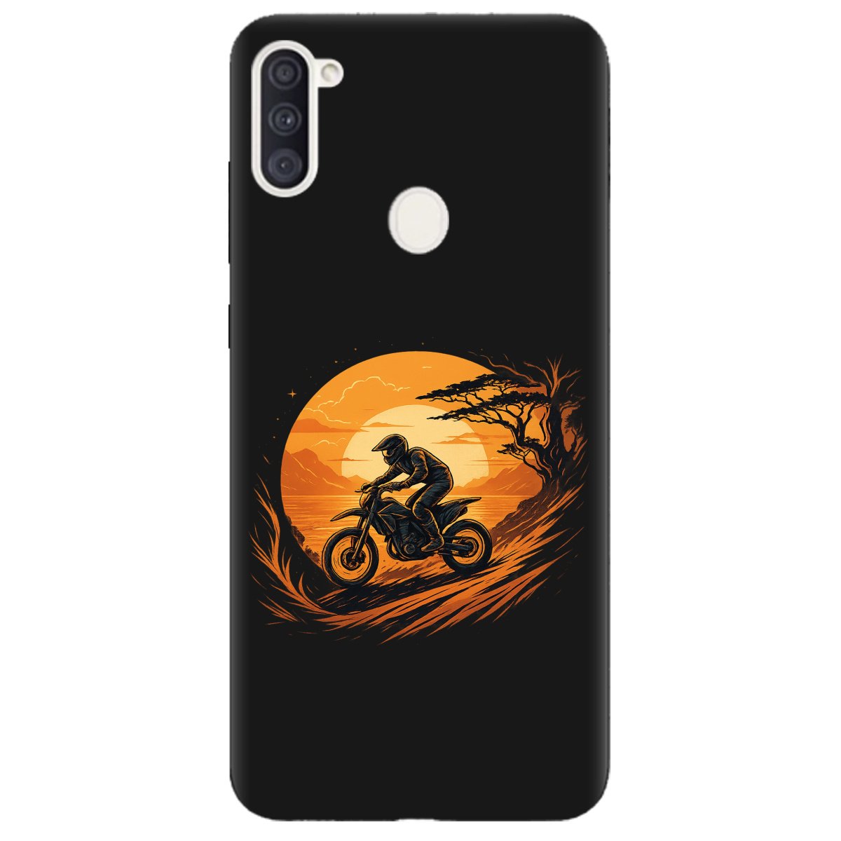 Чехол для Samsung Galaxy A11 черный матовый soft touch БайкПуть - фото 1 - Чехлы для телефонов