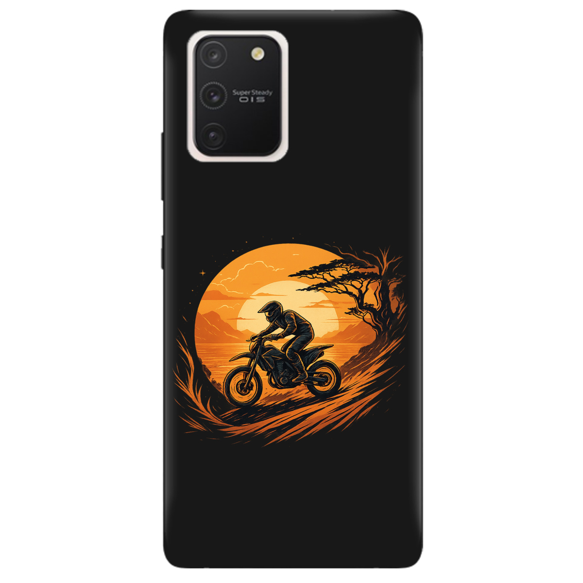 Чехол для Samsung Galaxy S10 Lite черный матовый soft touch БайкПуть - фото 1 - Чехлы для телефонов