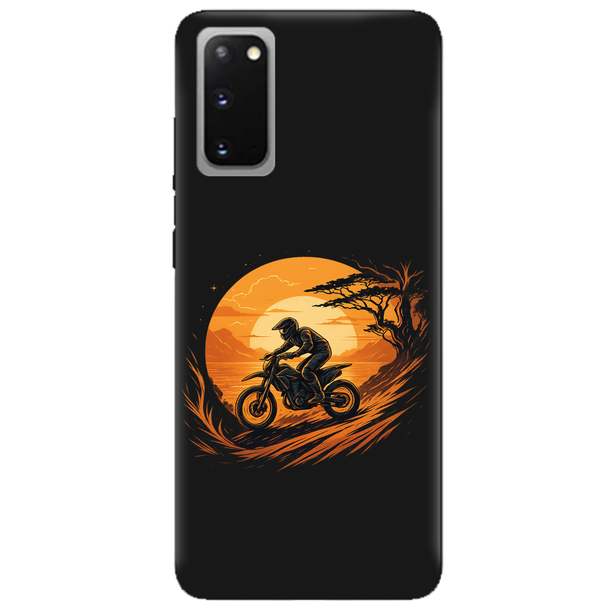 Чехол для Samsung Galaxy S20 черный матовый soft touch БайкПуть - фото 1 - Чехлы для телефонов