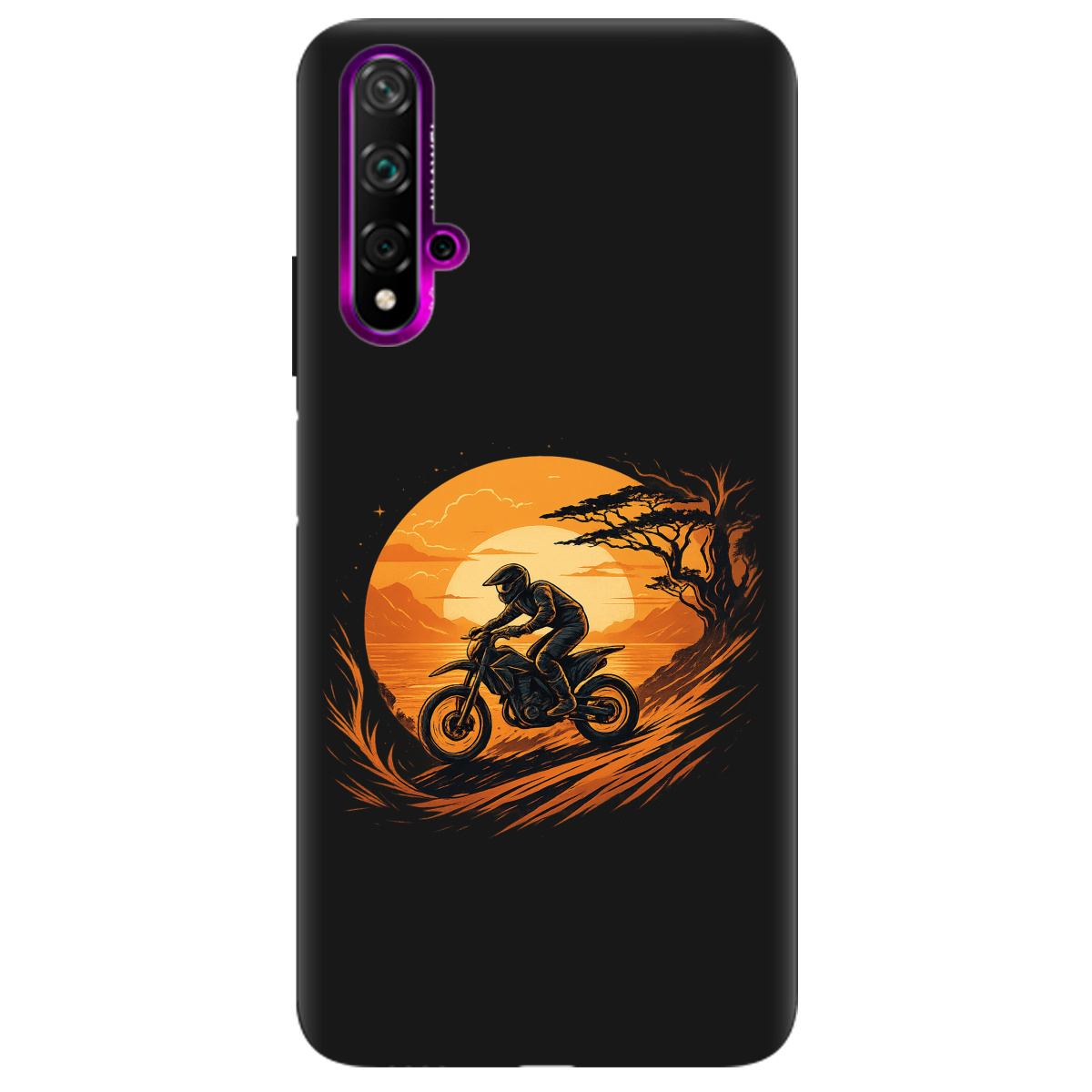 Чохол для Huawei Nova 5T чорний матовий soft touch БайкШлях - фото 1 - Чохли для телефонів