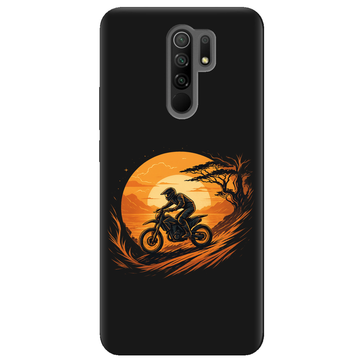 Чехол для Xiaomi Redmi 9 черный матовый soft touch БайкПуть - фото 1 - Чехлы для телефонов