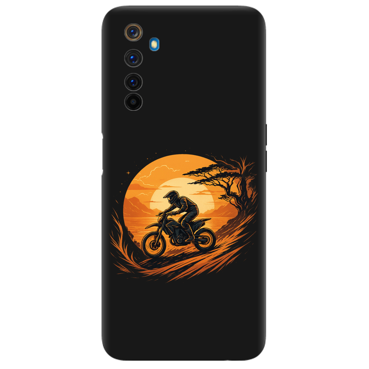 Чехол для Realme 6 Pro черный матовый soft touch БайкПуть - фото 1 - Чехлы для телефонов