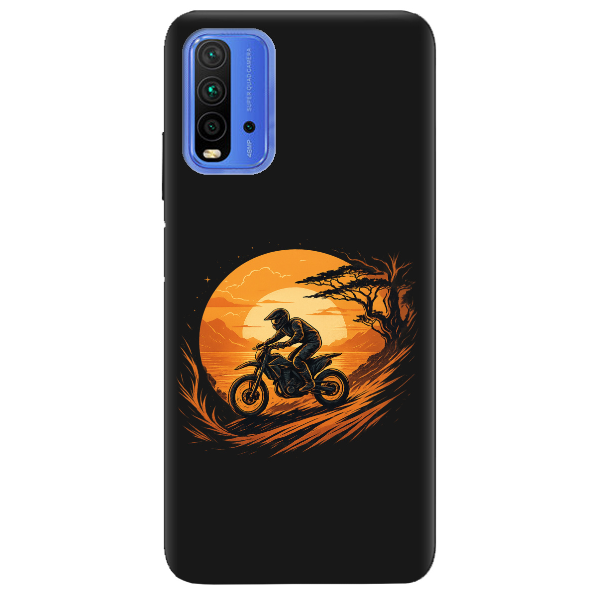 Чехол для Xiaomi Redmi 9T черный матовый soft touch БайкПуть - фото 1 - Чехлы для телефонов