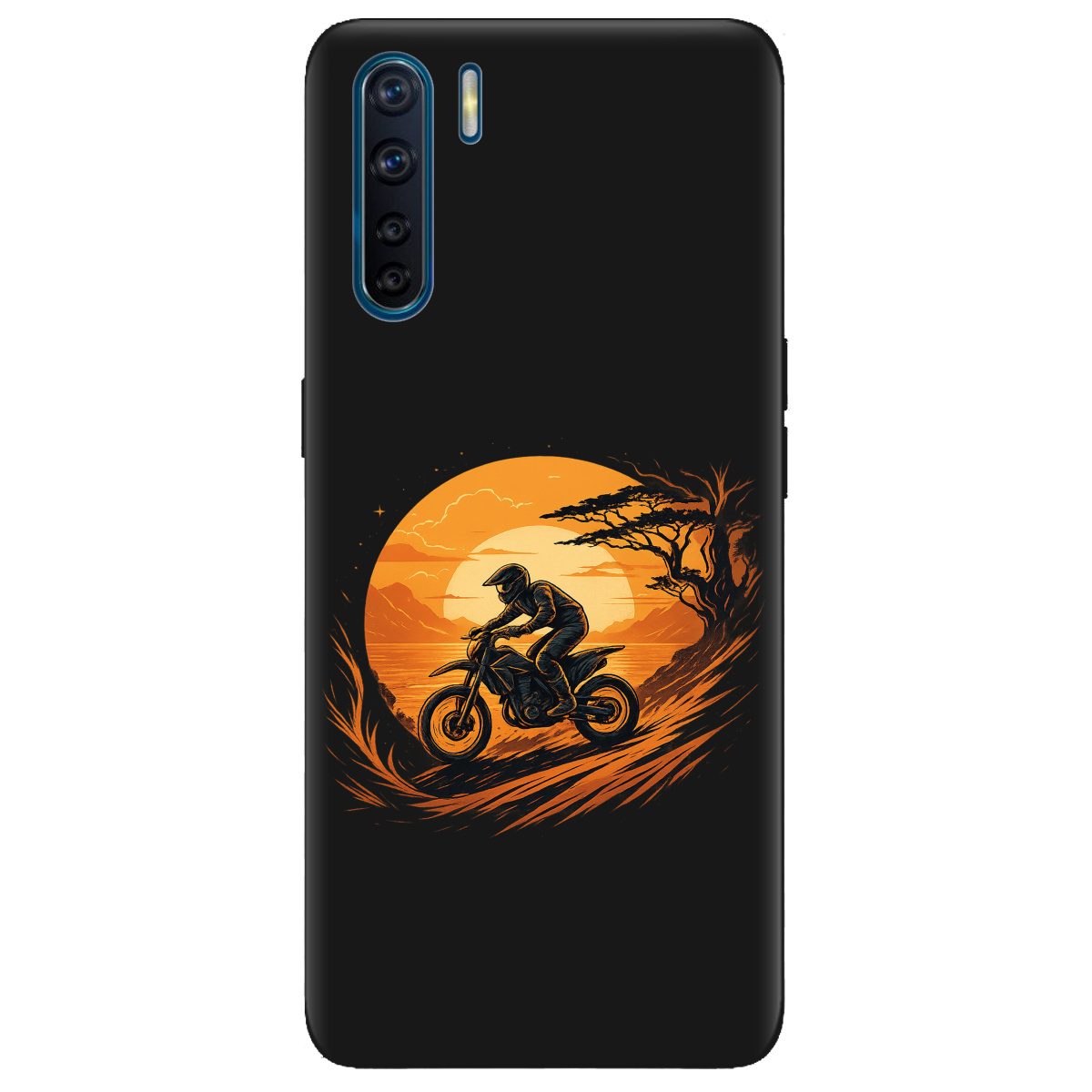 Чохол для Oppo Reno 3 чорний матовий soft touch БайкШлях - фото 1 - Чохли для телефонів