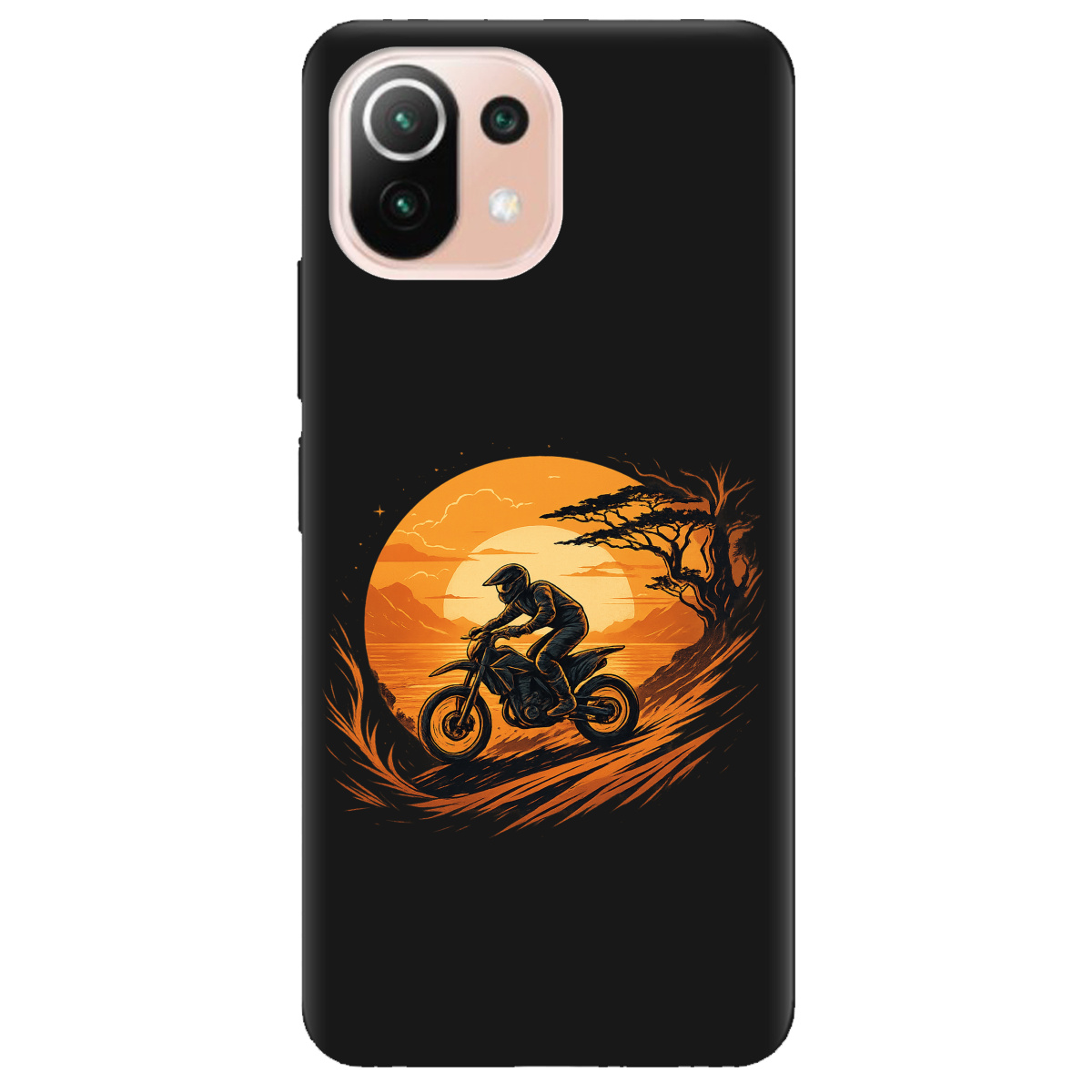 Чехол для Xiaomi Mi 11 lite черный матовый soft touch БайкПуть - фото 1 - Чехлы для телефонов