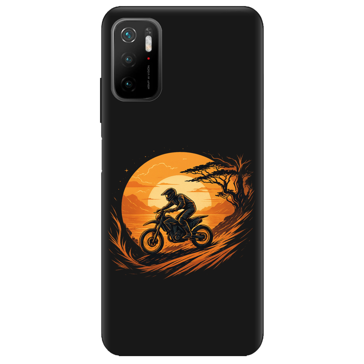 Чехол для Xiaomi Redmi Note 10 5G черный матовый soft touch БайкПуть - фото 1 - Чехлы для телефонов