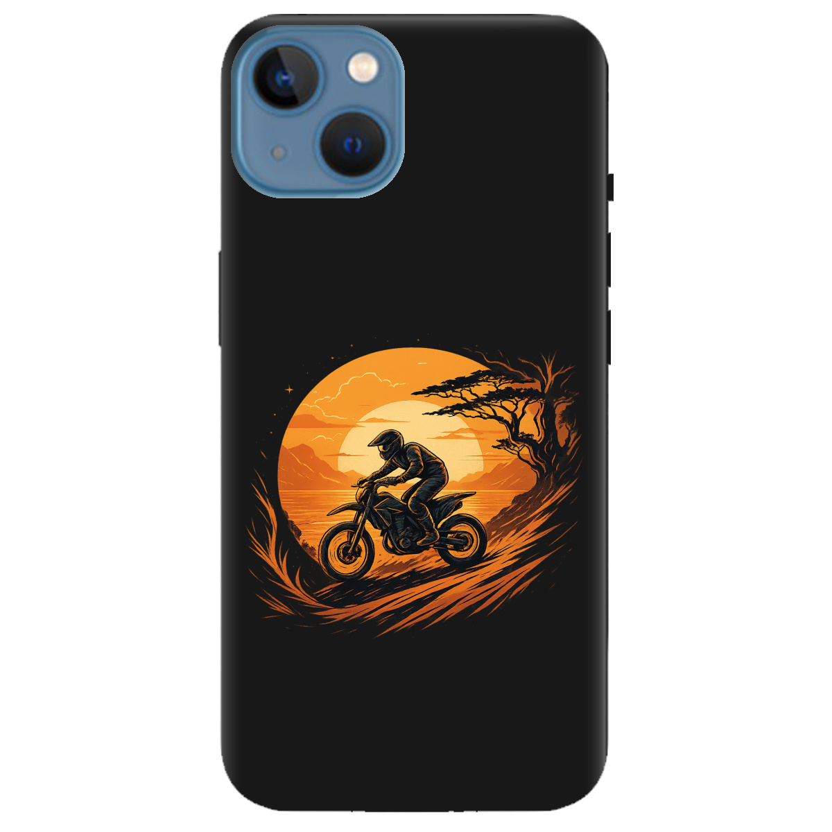 Чехол для Apple iPhone 13 черный матовый soft touch БайкПуть - фото 1 - Чехлы для телефонов