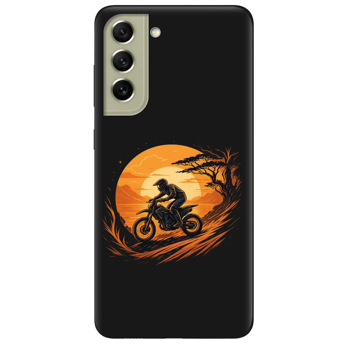 Чохол для Samsung Galaxy S21 FE чорний матовий soft touch БайкШлях - фото 1 - Чохли для телефонів