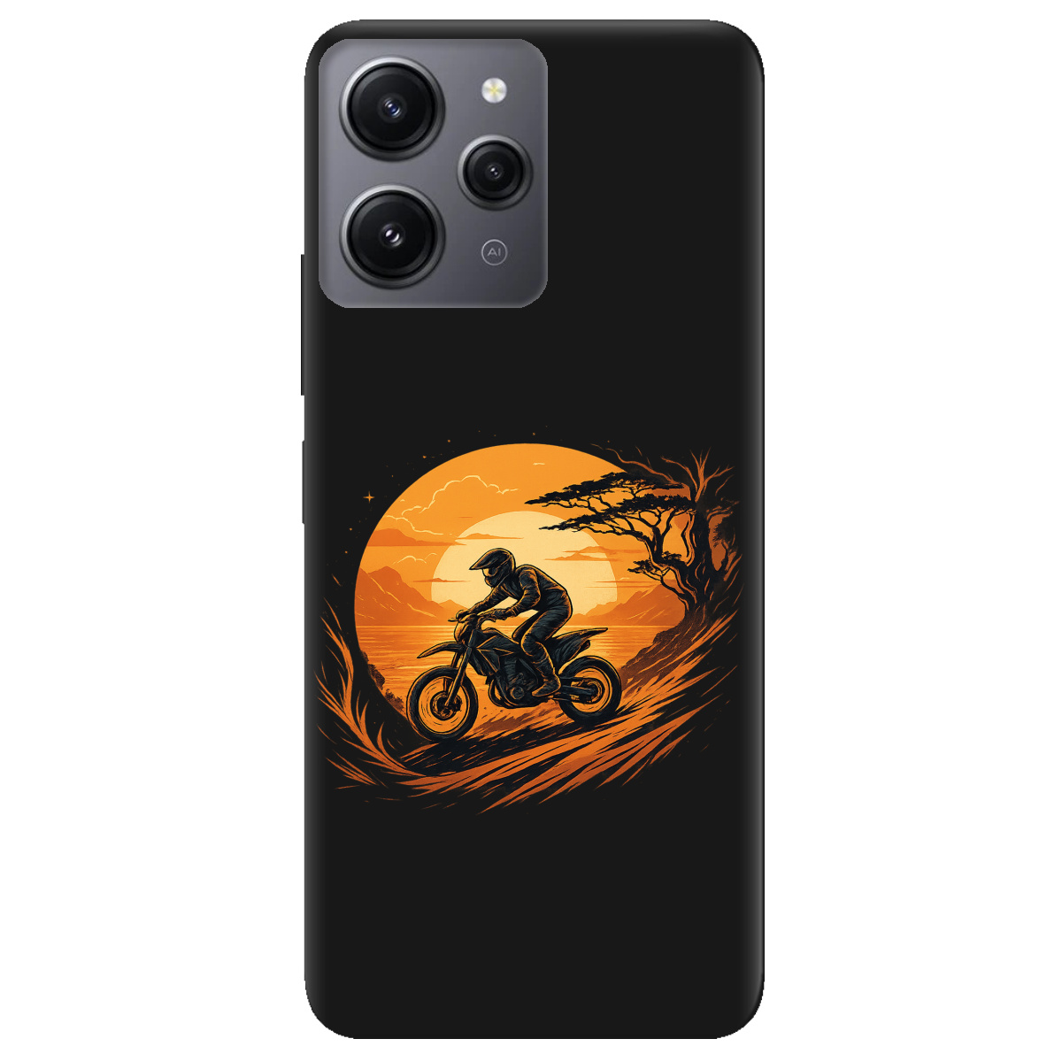 Чехол для Xiaomi Redmi 12 черный матовый soft touch БайкПуть - фото 1 - Чехлы для телефонов