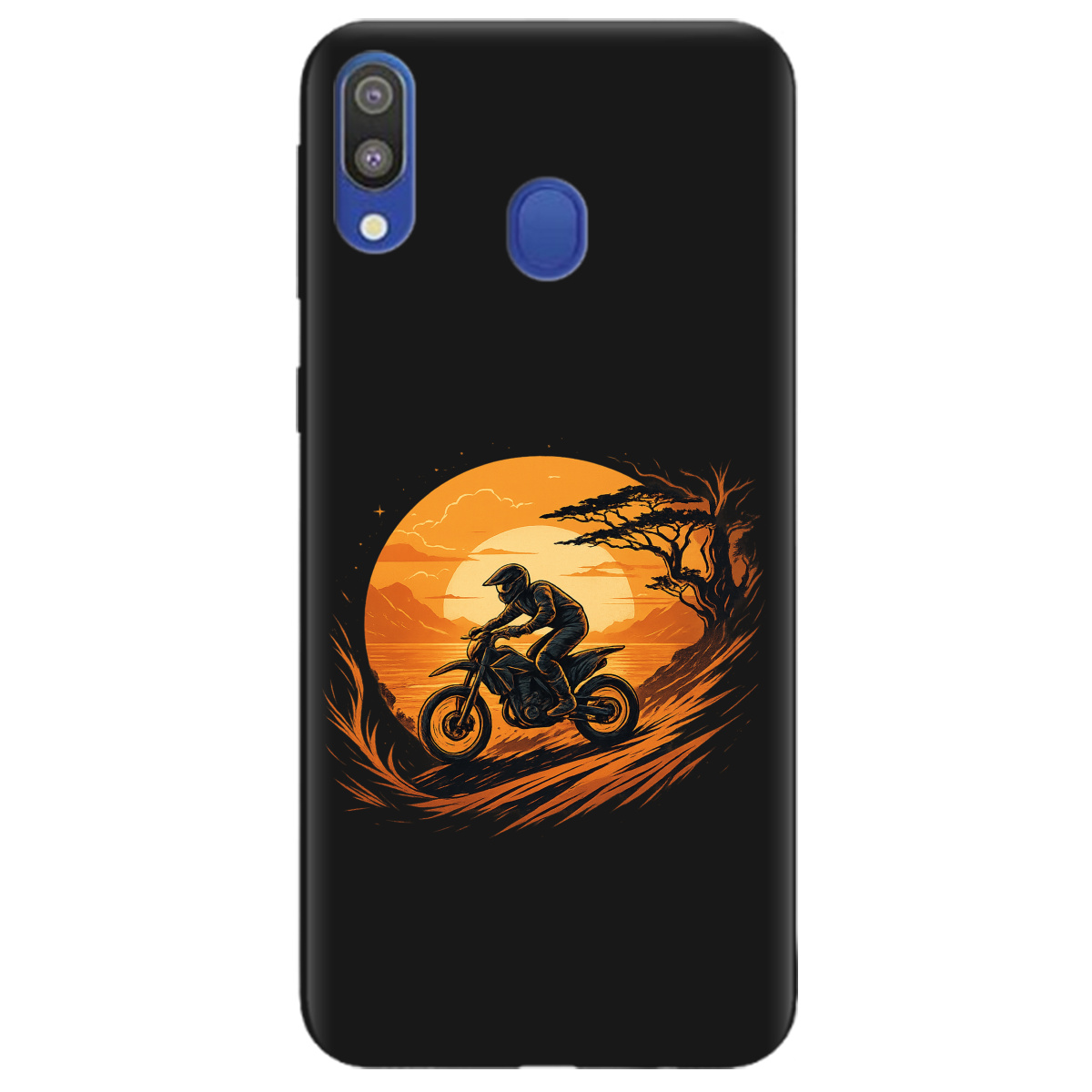 Чехол для Samsung Galaxy A20e черный матовый soft touch БайкПуть - фото 1 - Чехлы для телефонов