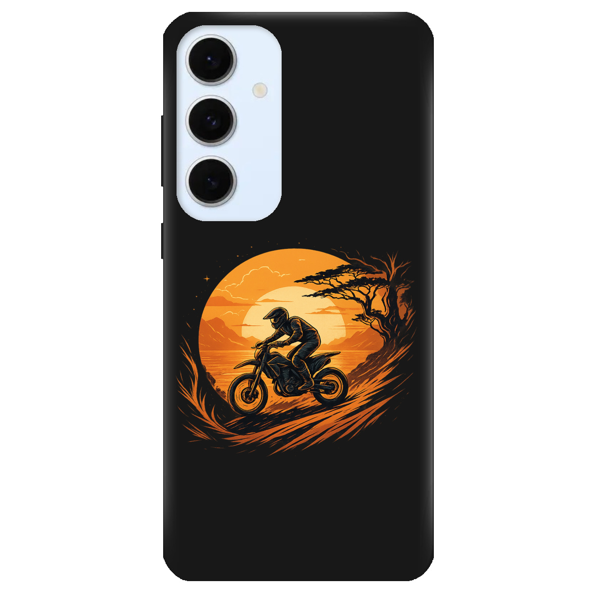 Чехол для Samsung Galaxy S24 FE черный матовый soft touch БайкПуть - фото 1 - Чехлы для телефонов