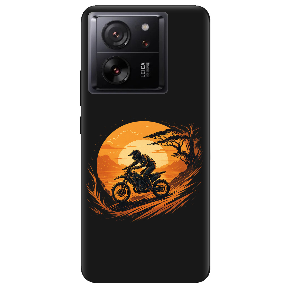 Чохол для Xiaomi 13T чорний матовий soft touch БайкШлях - фото 1 - Чохли для телефонів