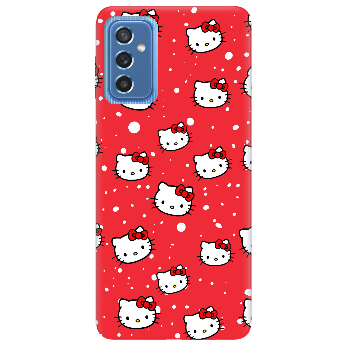 Чохол для Samsung Galaxy M52 яскраво-червоний матовий soft touch Hello Kitty - фото 1 - Чохли для телефонів