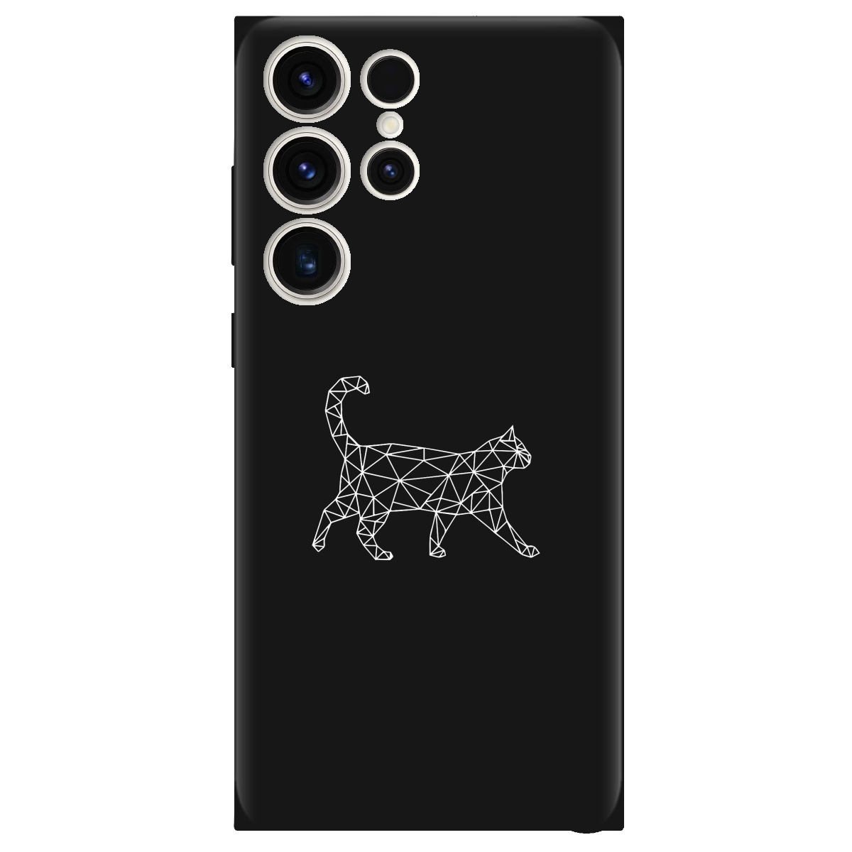 Чехол для Samsung Galaxy S24 Ultra черный матовый soft touch White cat - фото 1 - Чехлы для телефонов