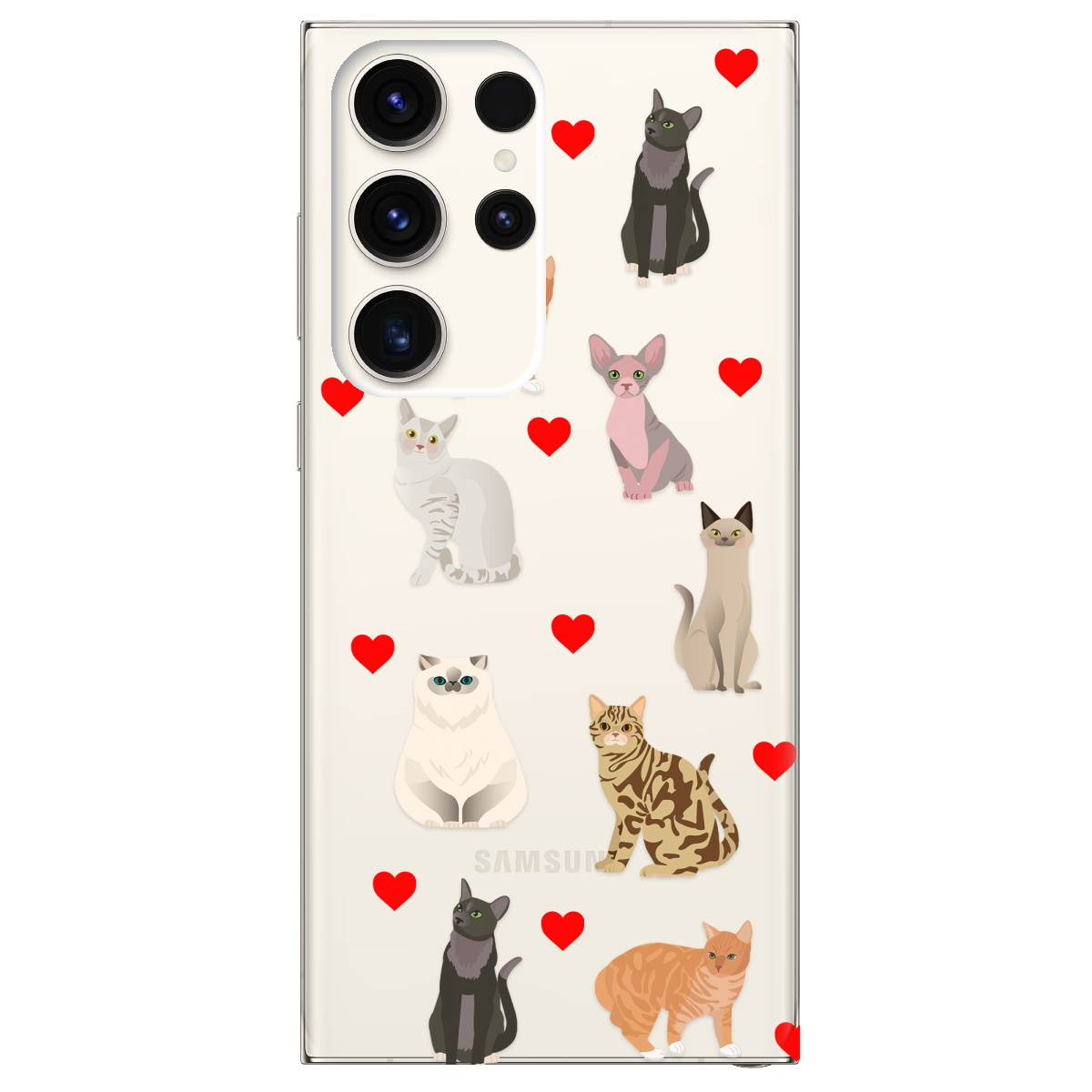 Чохол для Samsung Galaxy S24 Ultra прозорий Любов у кожному мяу - фото 1 - Чохли для телефонів