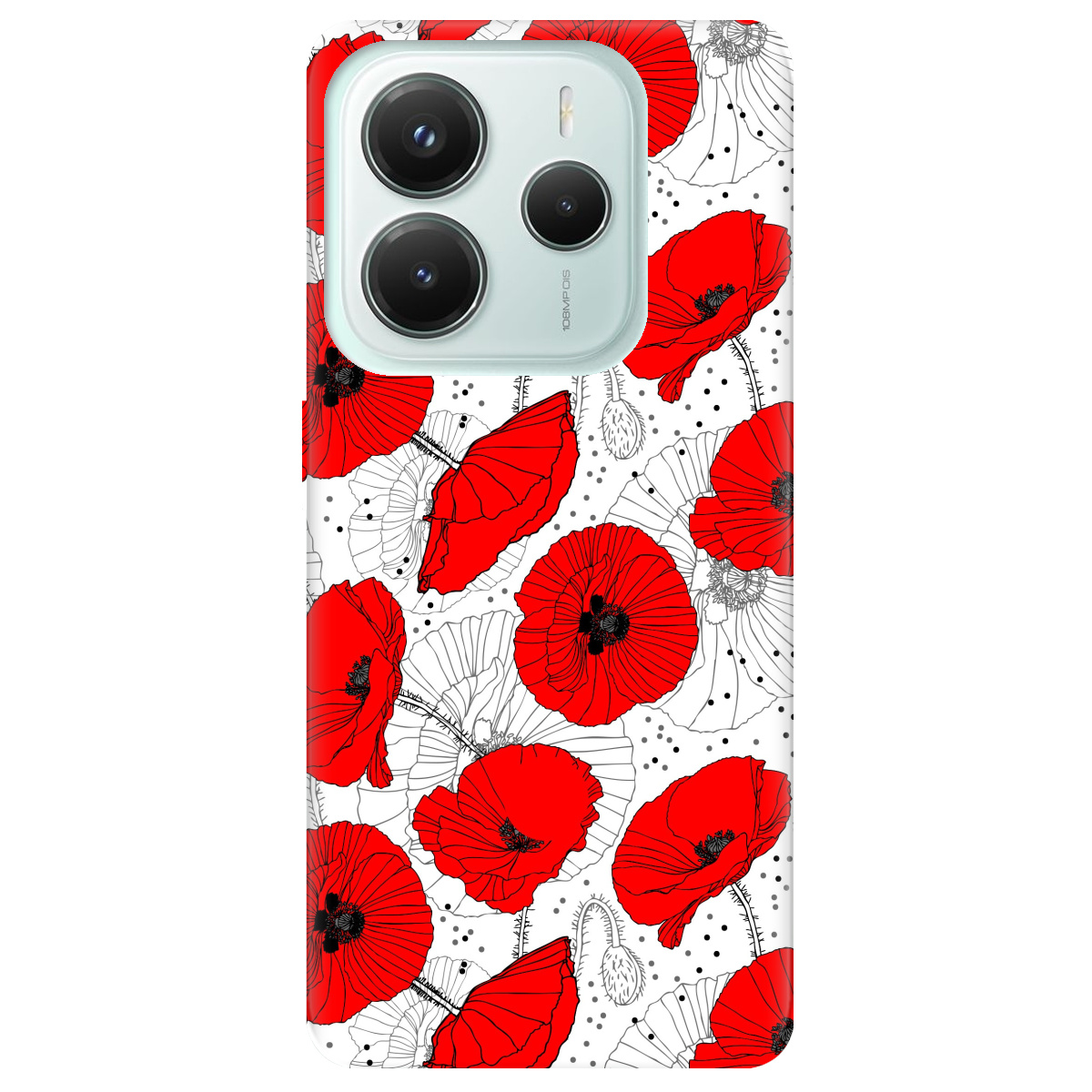 Чохол для Xiaomi Redmi Note 14 5G прозорий Red flower - фото 1 - Чохли для телефонів