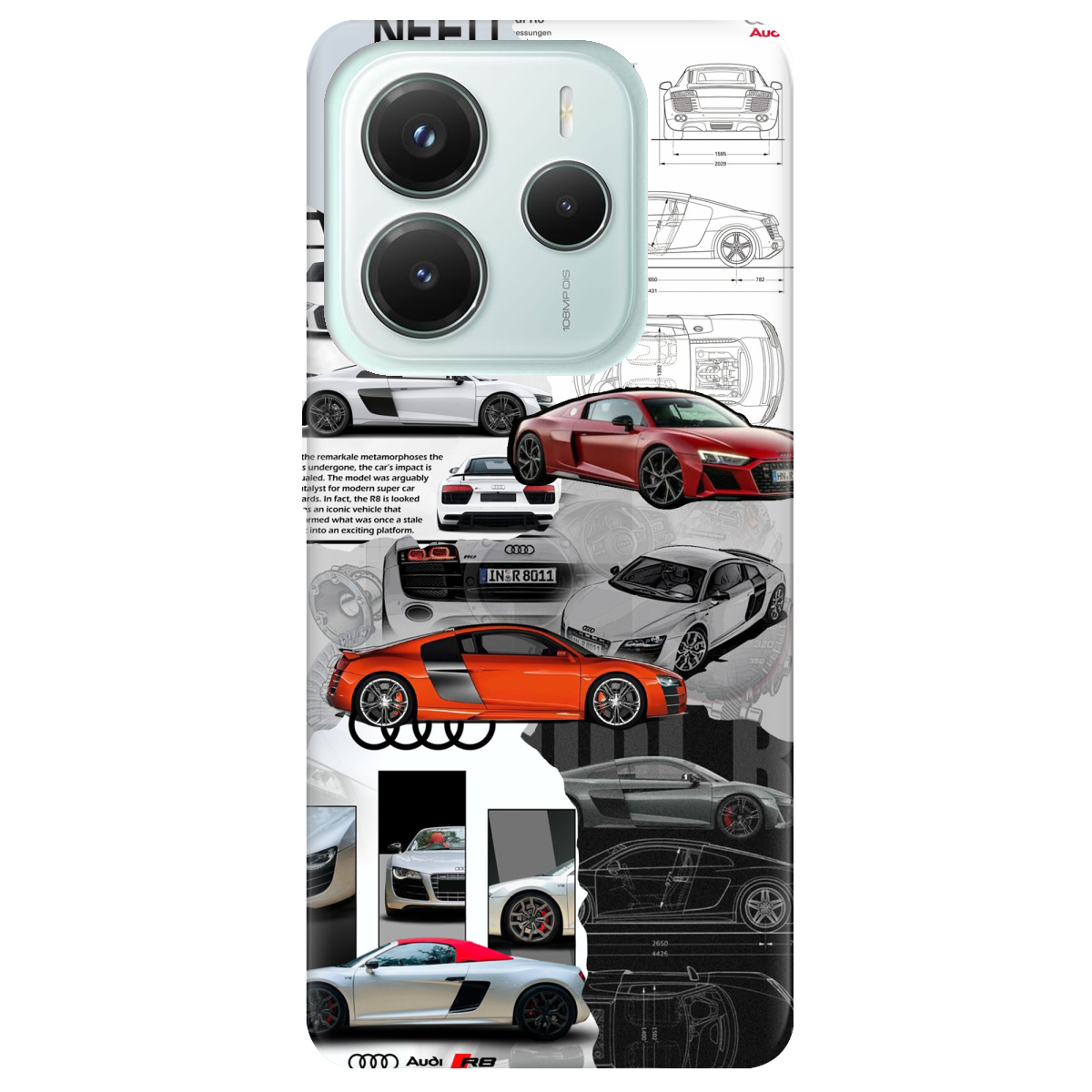 Чохол для Xiaomi Redmi Note 14 5G прозорий Audi - фото 1 - Чохли для телефонів