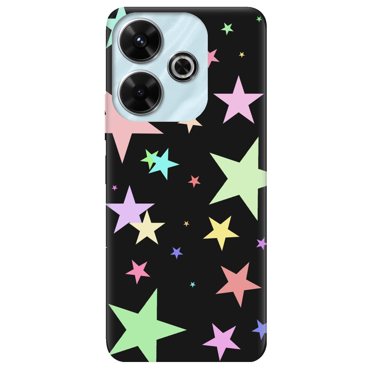 Чохол для Xiaomi Redmi 13 чорний матовий soft touch Яскраві зірки (black) - фото 1 - Чохли для телефонів
