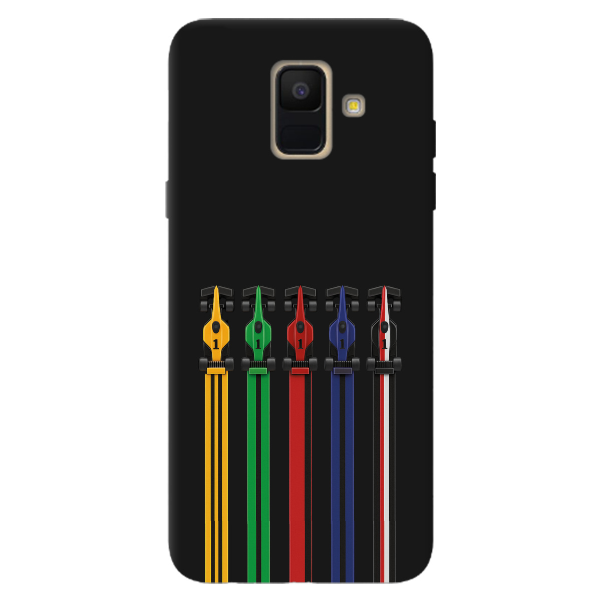 Чехол для Samsung Galaxy A6 2018 черный матовый soft touch Рев двигателей - фото 1 - Чехлы для телефонов