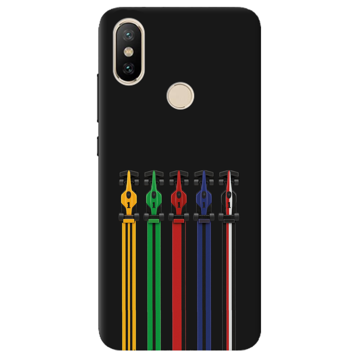 Чехол для Xiaomi Mi A2 Mi 6X черный матовый soft touch Рев двигателей - фото 1 - Чехлы для телефонов