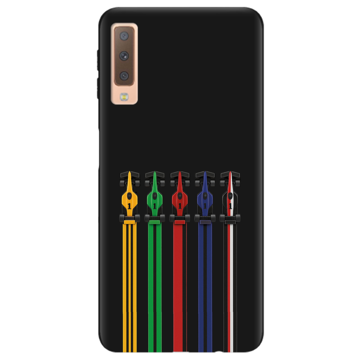 Чохол для Samsung Galaxy A7 2018 чорний матовий soft touch Ревіння двигунів - фото 1 - Чохли для телефонів