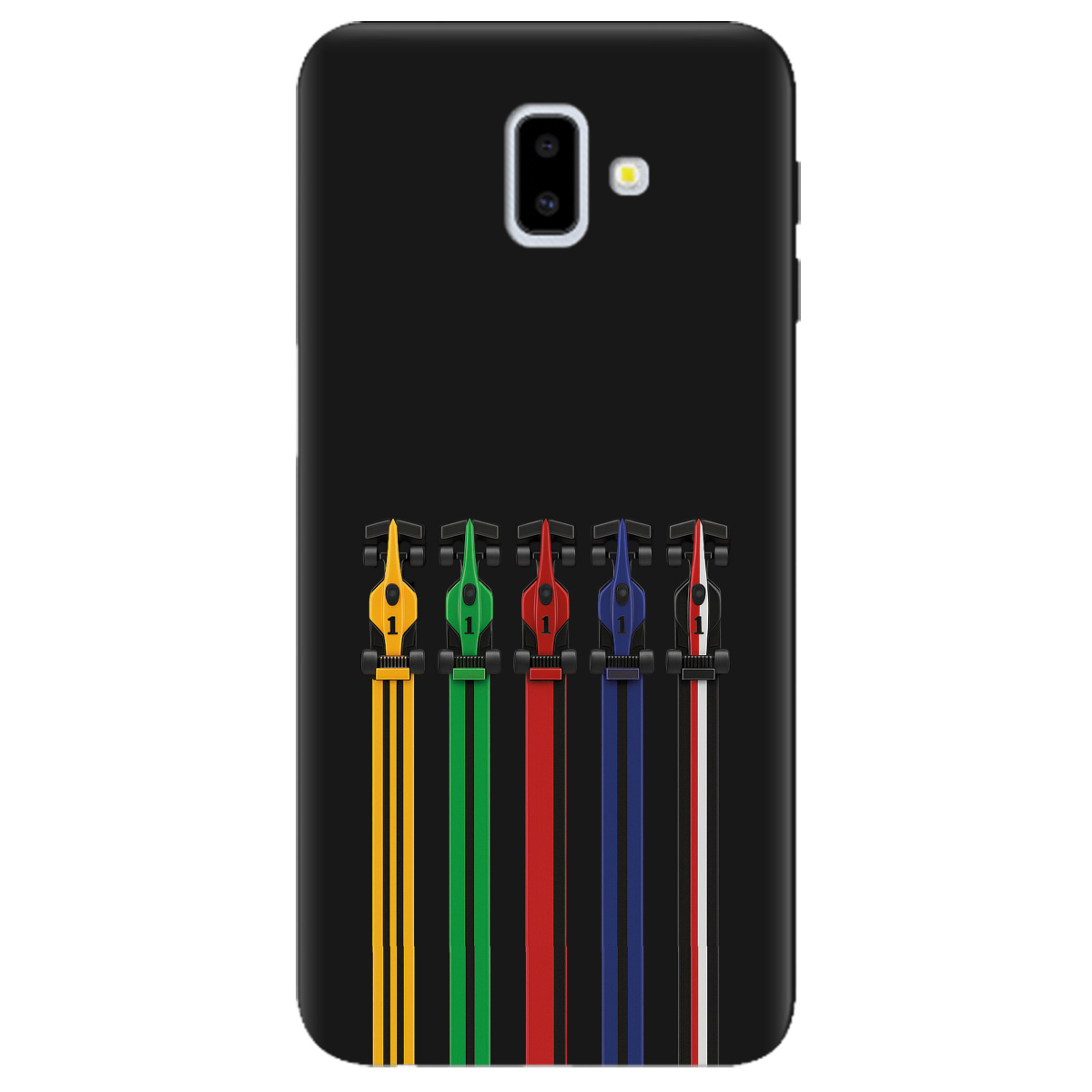 Чехол для Samsung Galaxy J6 Plus 2018 черный матовый soft touch Рев двигателей - фото 1 - Чехлы для телефонов