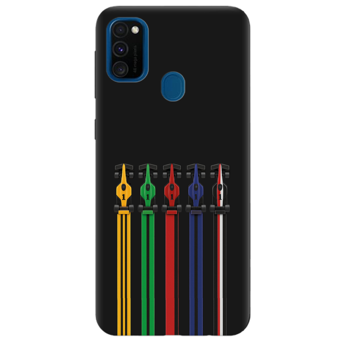 Чехол для Samsung Galaxy M21 черный матовый soft touch Рев двигателей - фото 1 - Чехлы для телефонов