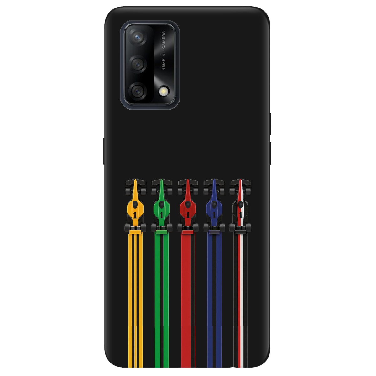 Чехол для Oppo A74 4G черный матовый soft touch Рев двигателей - фото 1 - Чехлы для телефонов