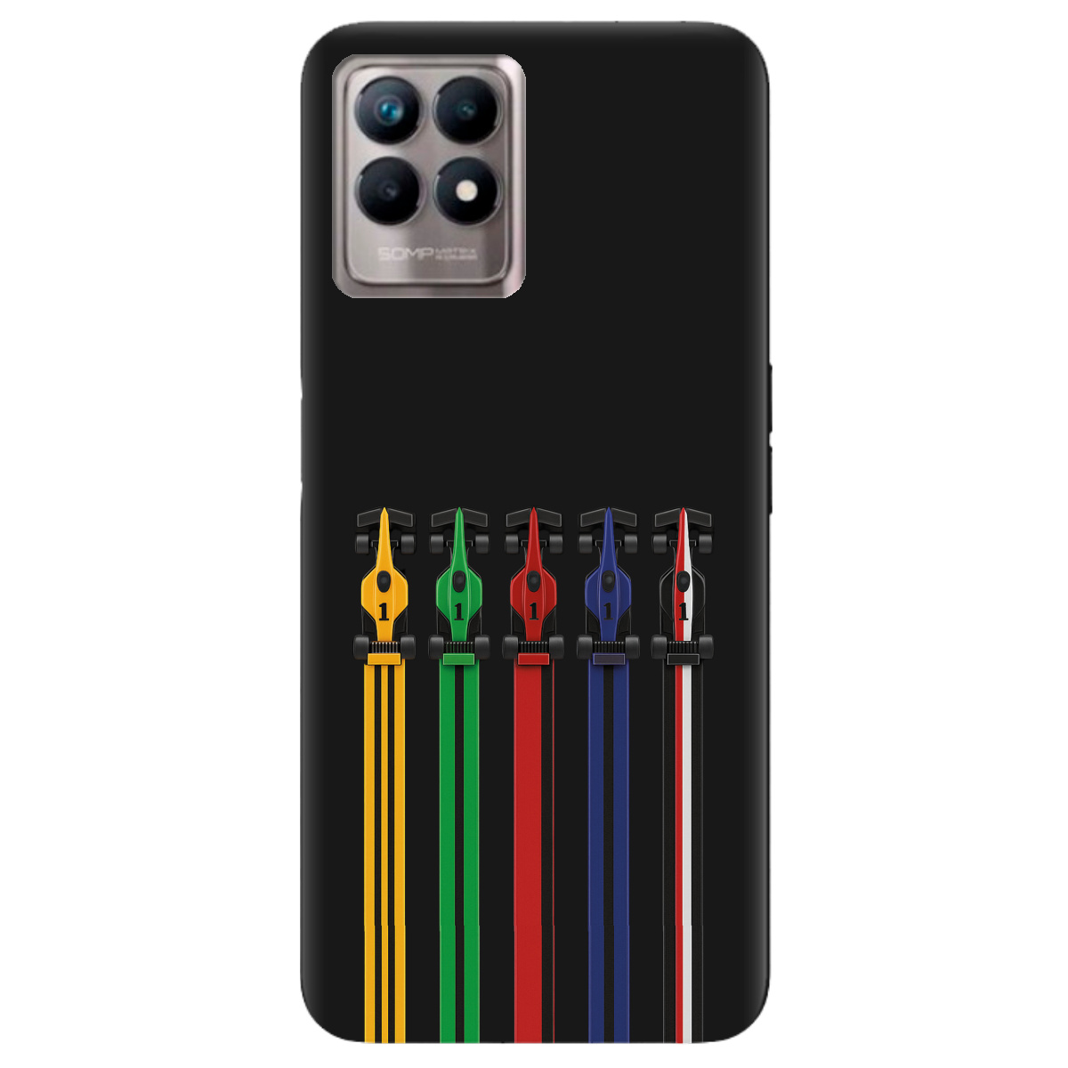 Чехол для Realme 8i черный матовый soft touch Рев двигателей - фото 1 - Чехлы для телефонов