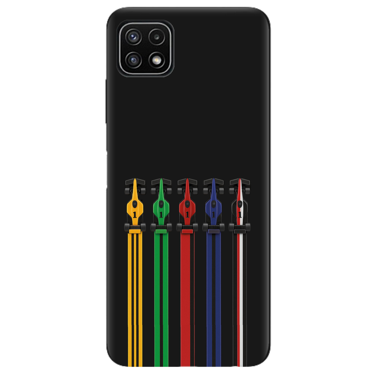 Чехол для Samsung Galaxy A22 5G черный матовый soft touch Рев двигателей - фото 1 - Чехлы для телефонов