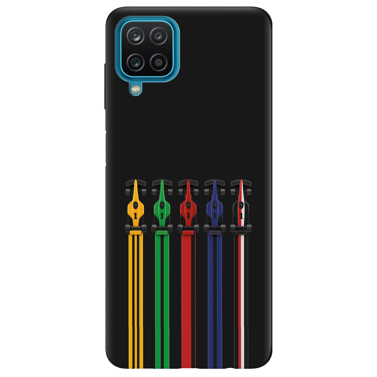 Чохол для Samsung Galaxy A12 5G чорний матовий soft touch Ревіння двигунів - фото 1 - Чохли для телефонів