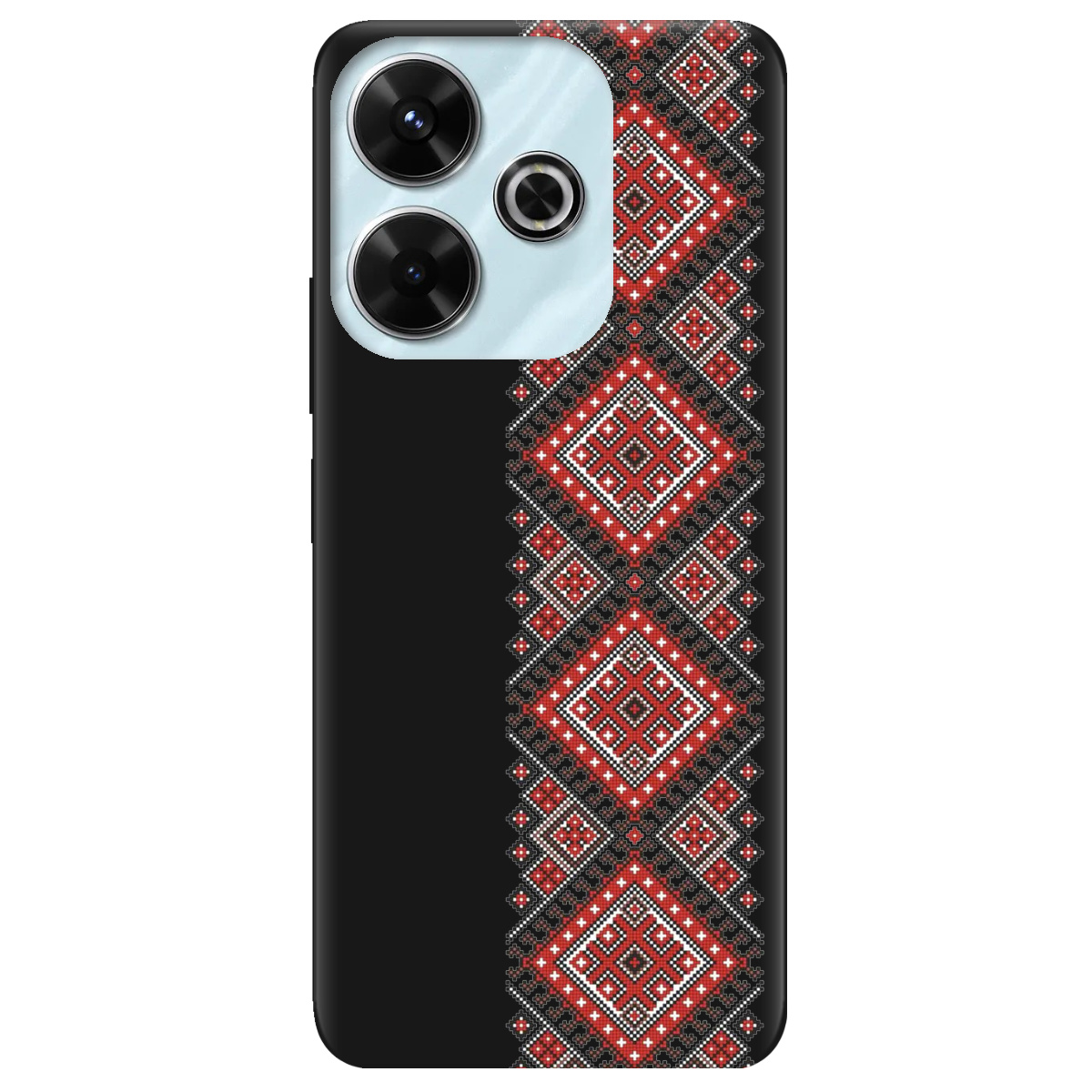 Чехол для Xiaomi Redmi 13 черный матовый soft touch Вишиванка - фото 1 - Чехлы для телефонов