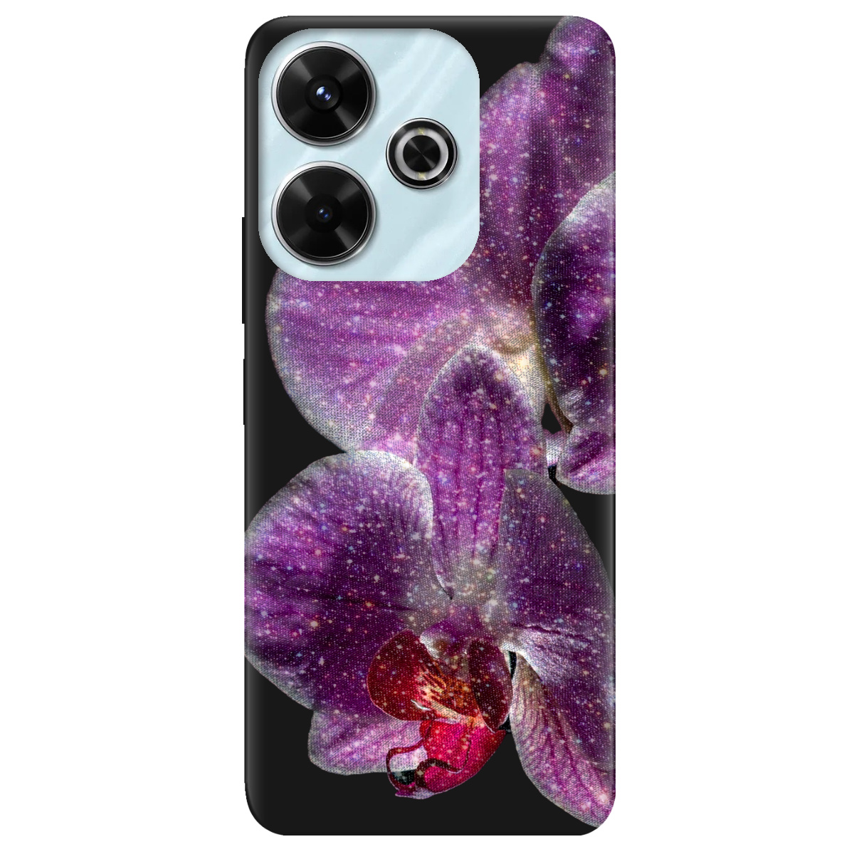 Чехол для Xiaomi Redmi 13 черный матовый soft touch Волшебная орхидея - фото 1 - Чехлы для телефонов