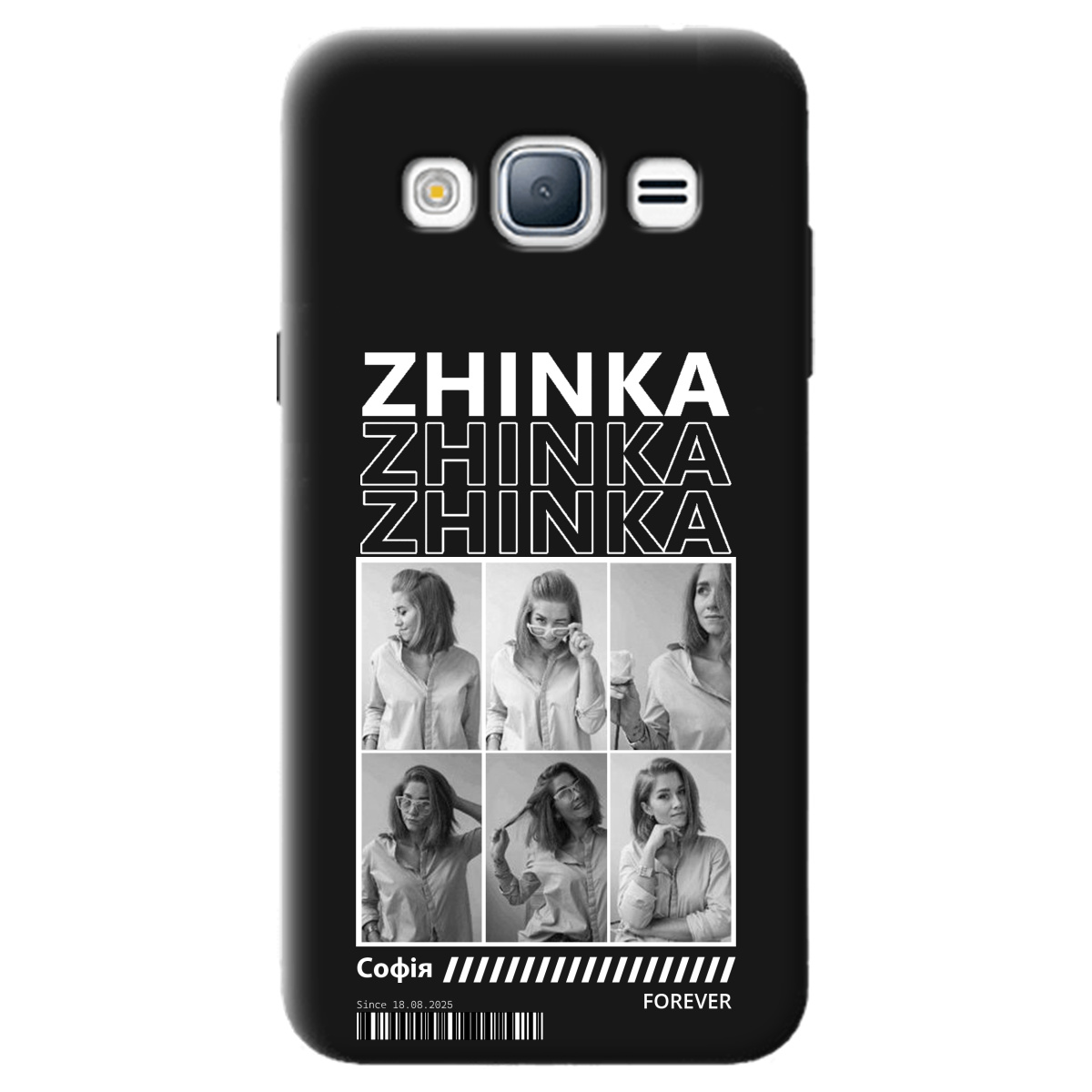 Чехол для Samsung Galaxy J3 2016 черный матовый soft touch Zhinka (с вашими фото) - фото 1 - Чехлы для телефонов