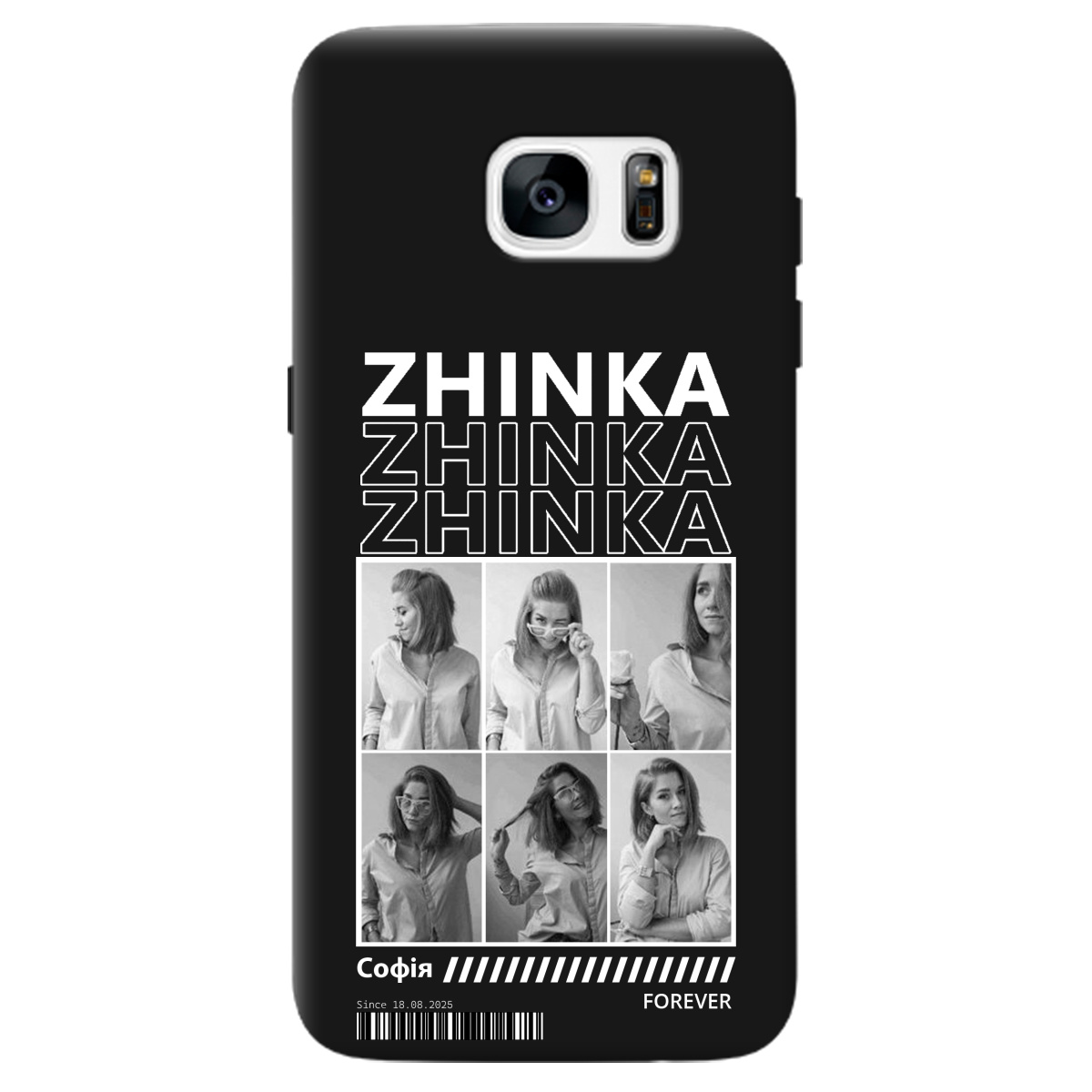 Чехол для Samsung Galaxy S7 Edge черный матовый soft touch Zhinka (с вашими фото) - фото 1 - Чехлы для телефонов