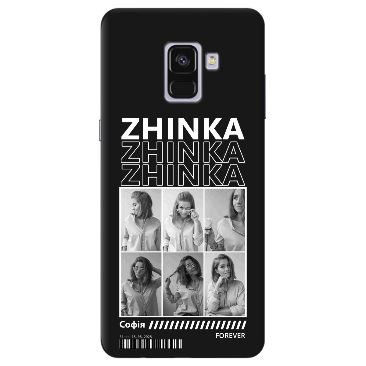 Чохол для Samsung Galaxy A8 2018 чорний матовий soft touch Zhinka (з вашими фото) - фото 1 - Чохли для телефонів