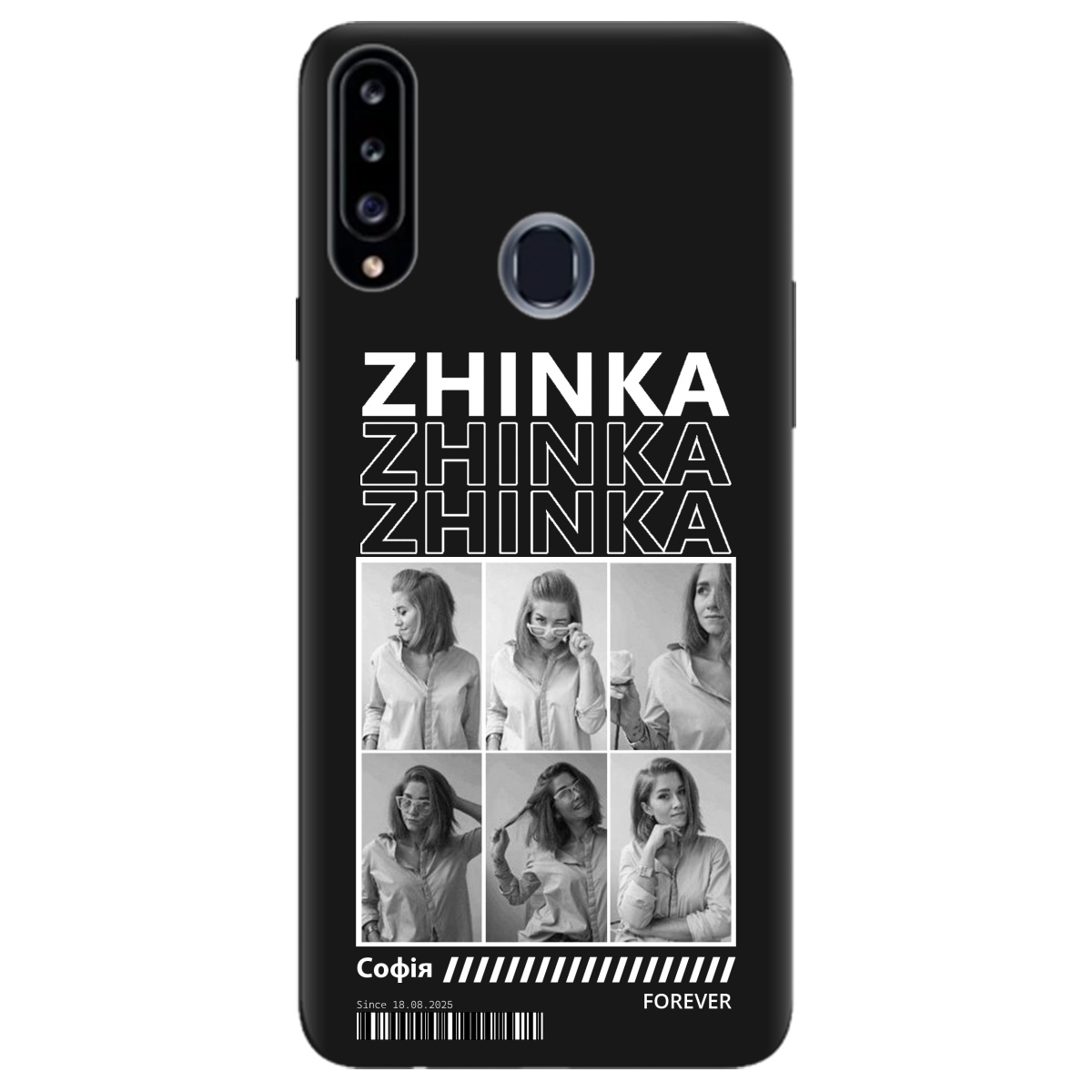 Чохол для Samsung Galaxy A20s чорний матовий soft touch Zhinka (з вашими фото) - фото 1 - Чохли для телефонів