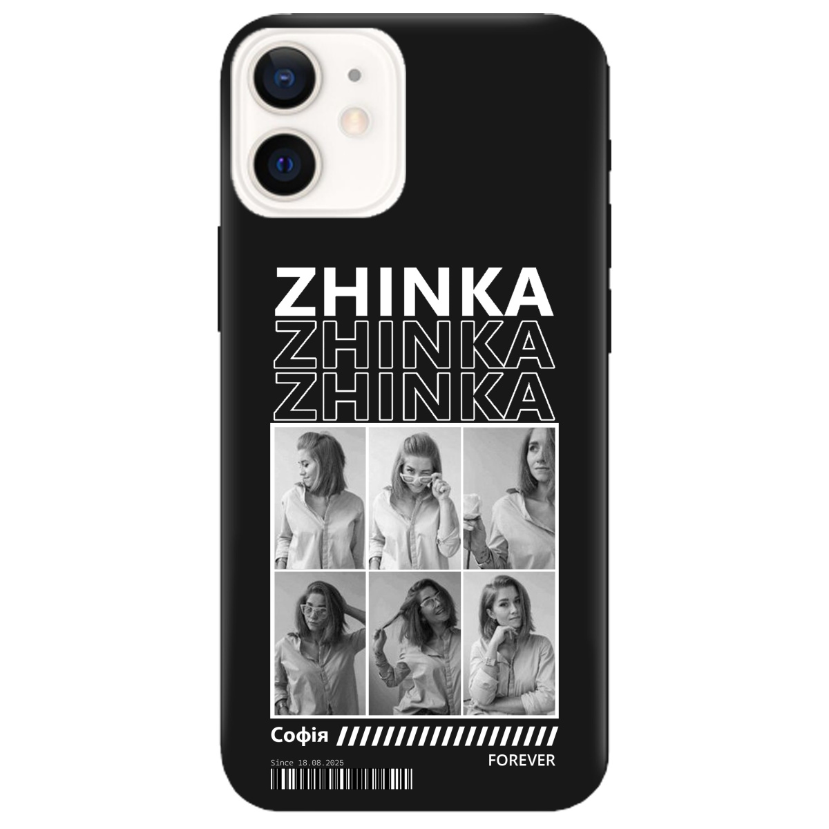 Чехол для Apple iPhone 12 черный матовый soft touch Zhinka (с вашими фото) - фото 1 - Чехлы для телефонов