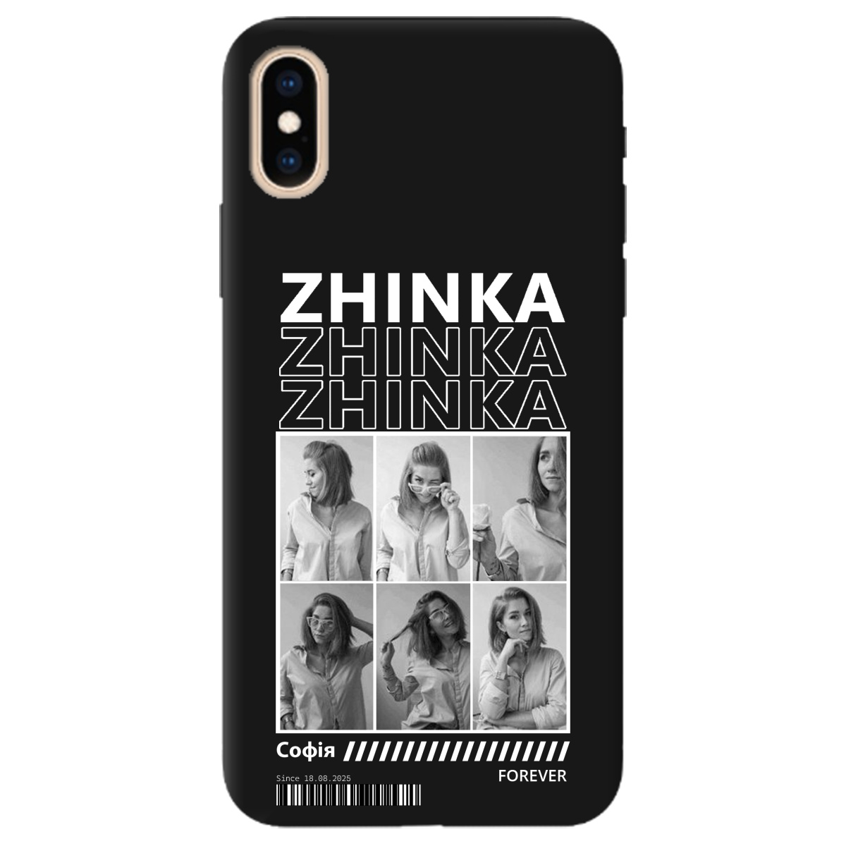 Чехол для Apple iPhone XS Max черный матовый soft touch Zhinka (с вашими фото) - фото 1 - Чехлы для телефонов