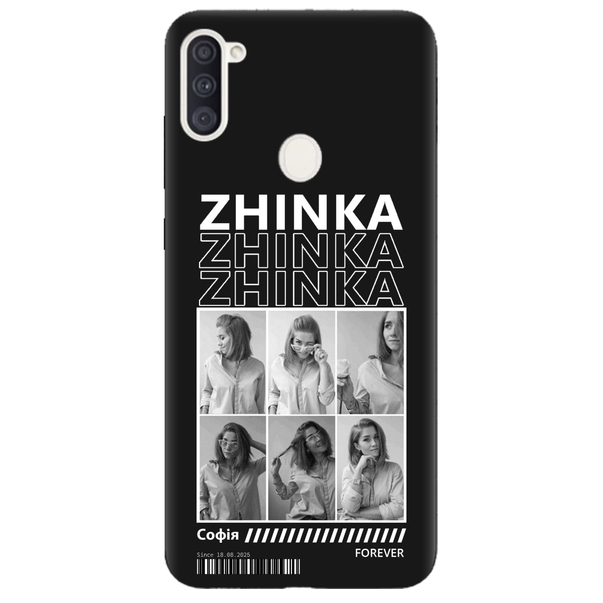 Чехол для Samsung Galaxy M11 черный матовый soft touch Zhinka (с вашими фото) - фото 1 - Чехлы для телефонов