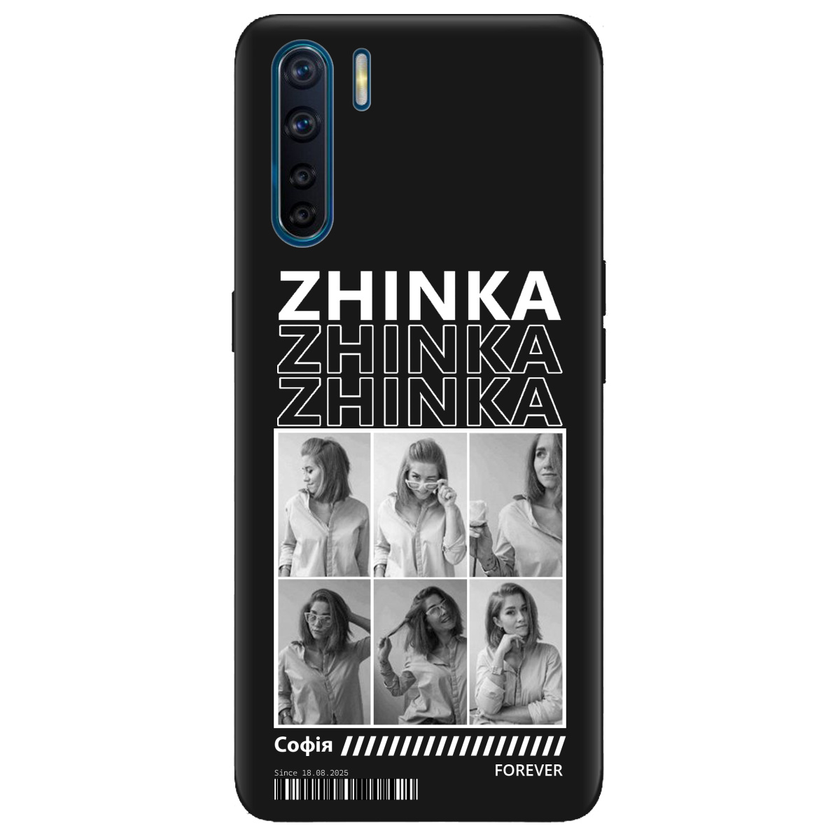 Чохол для Oppo Reno 3 чорний матовий soft touch Zhinka (з вашими фото) - фото 1 - Чохли для телефонів