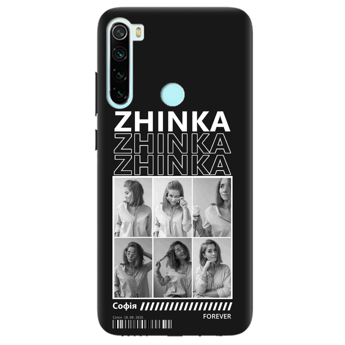 Чехол для Xiaomi Redmi Note 8 черный матовый soft touch Zhinka (с вашими фото) - фото 1 - Чехлы для телефонов