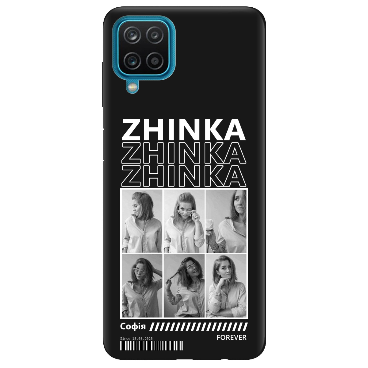 Чехол для Samsung Galaxy A12 5G черный матовый soft touch Zhinka (с вашими фото) - фото 1 - Чехлы для телефонов