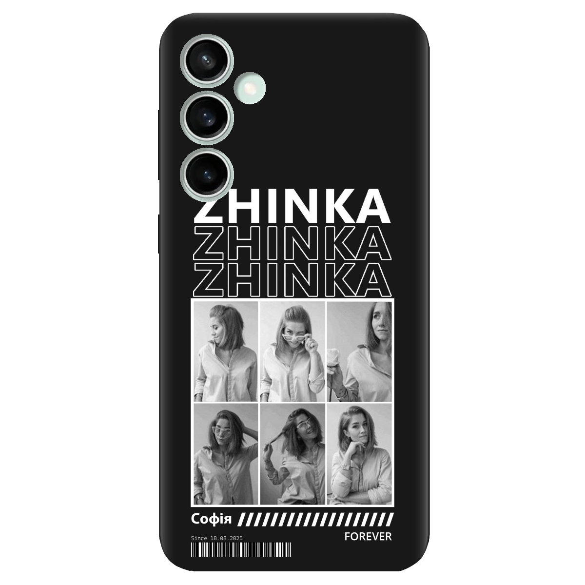 Чехол для Samsung Galaxy S23 FE черный матовый soft touch Zhinka (с вашими фото) - фото 1 - Чехлы для телефонов