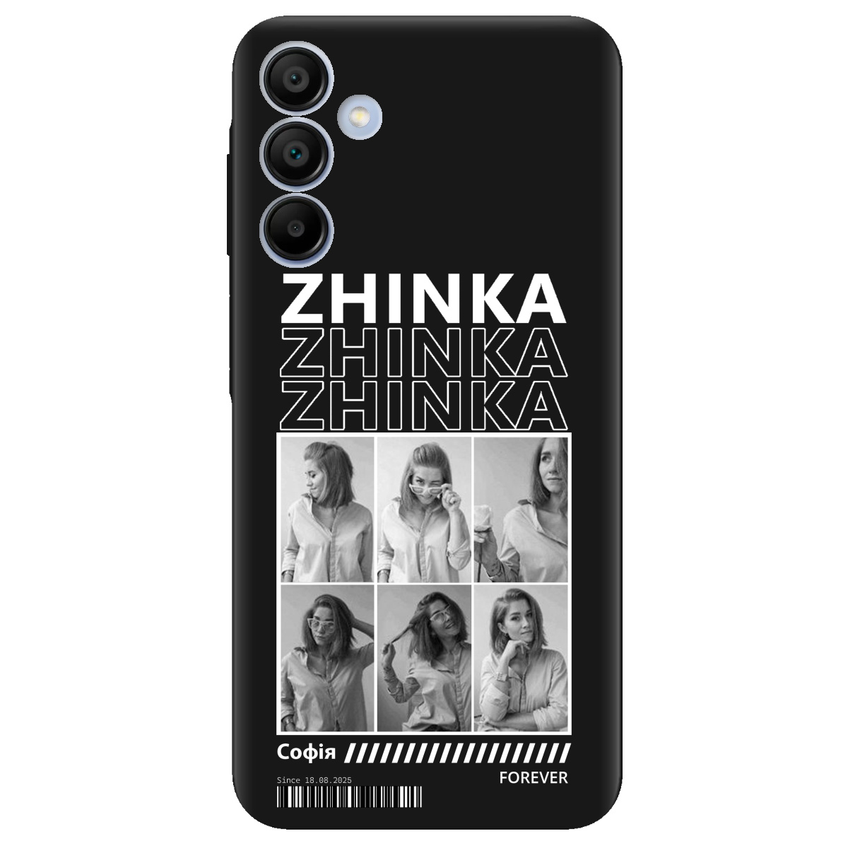 Чохол для Samsung Galaxy A15 чорний матовий soft touch Zhinka (з вашими фото) - фото 1 - Чохли для телефонів