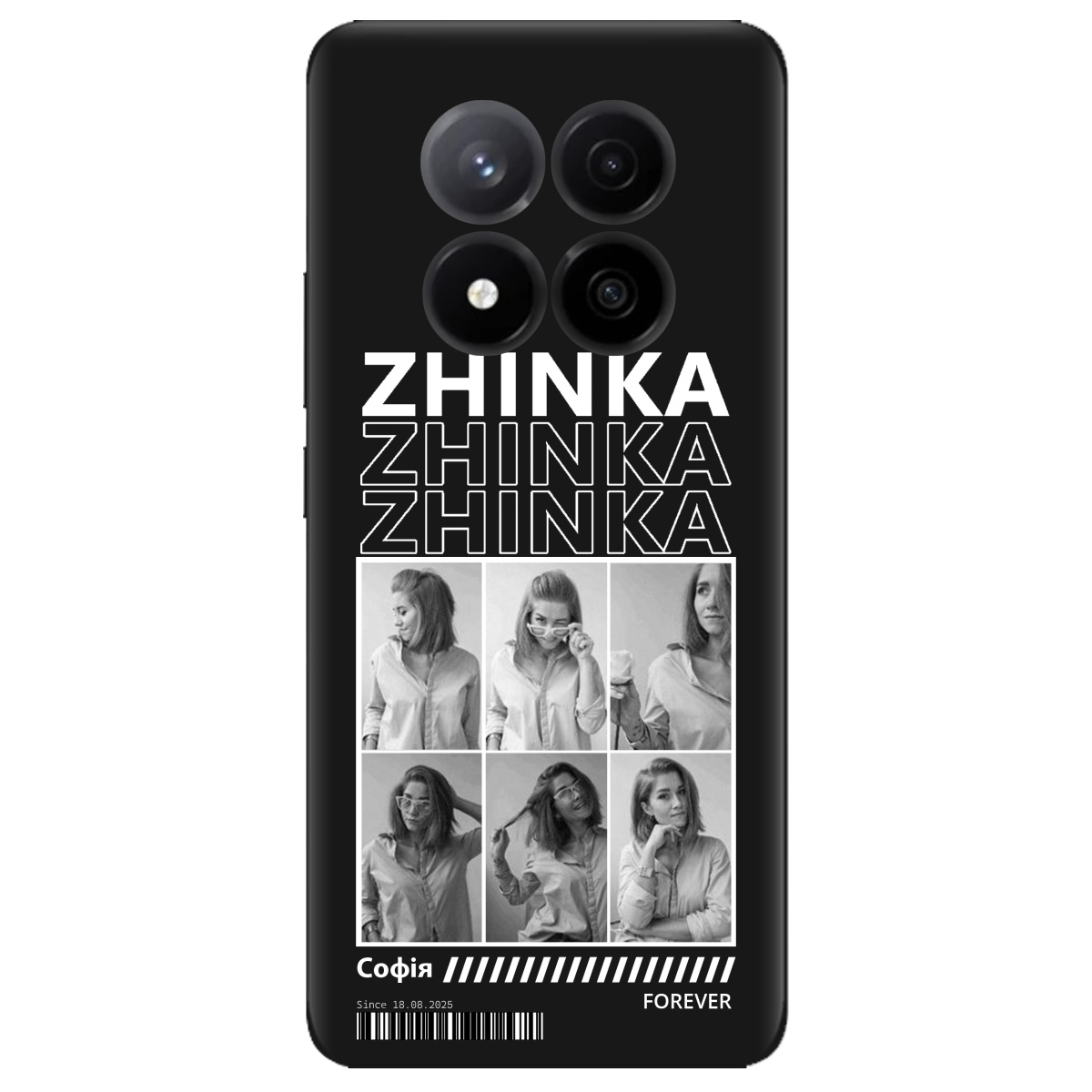 Чохол для Xiaomi Redmi Note 14 Pro + 5G чорний матовий soft touch Zhinka (з вашими фото) - фото 1 - Чохли для телефонів