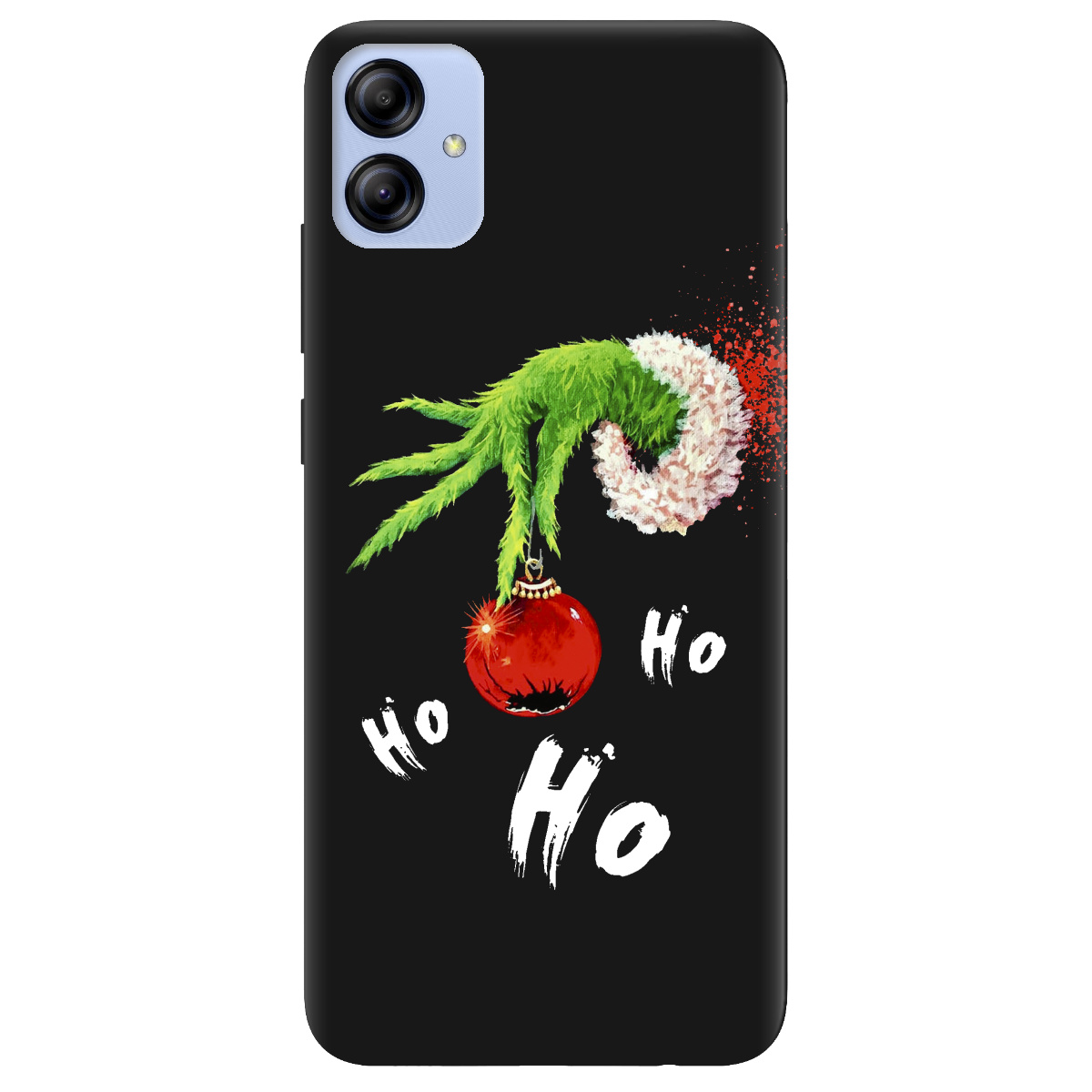Чохол для Samsung Galaxy A04e чорний матовий soft touch Grinch HO HO HO - фото 1 - Чохли для телефонів