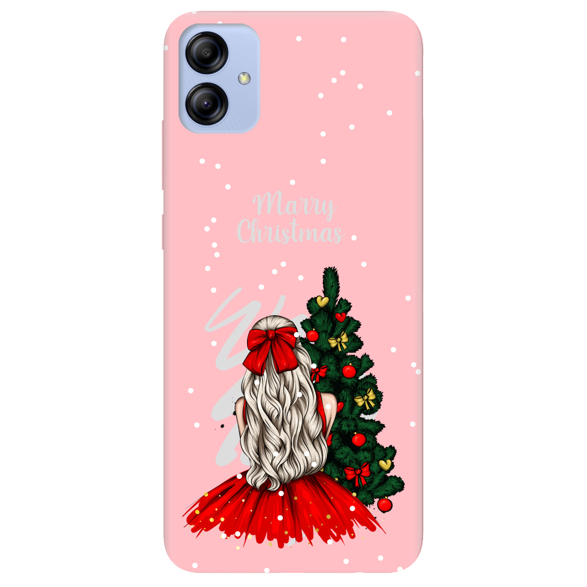 Чохол для Samsung Galaxy A04e ніжно-рожевий матовий soft touch Beautiful christmas - фото 1 Чохол для Samsung Galaxy A04e ніжно-рожевий матовий soft touch Beautiful christmas - фото 1 - Чохли для телефонів